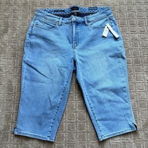 NWT Talbots Pedal Pusher Blue Jean Denim Size 16WP Stretch Summer